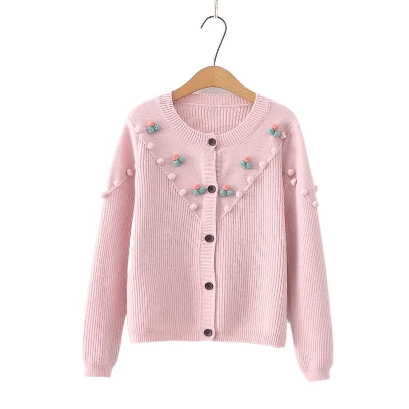 2023 Autumn Women's Floral Embroidered Cardigan: V-Neck Chic Sweater