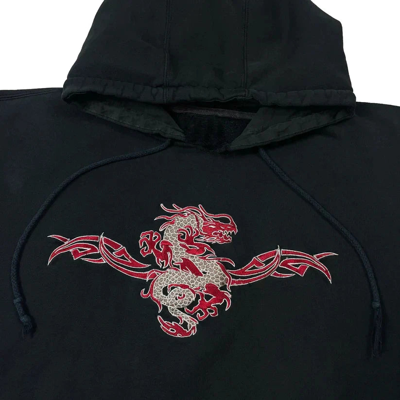 Y2K Hip Hop Skull Graphic Print Oversized Harajuku Fashion Hooded Sweatshirt