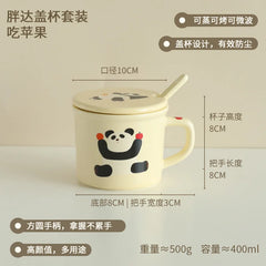Creative Panda Ceramic Mug Large Capacity Scoop with Lid Exquisite