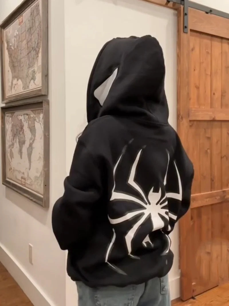 Spring Autumn Print Women's Vintage Hoodie Zip Up Tops
