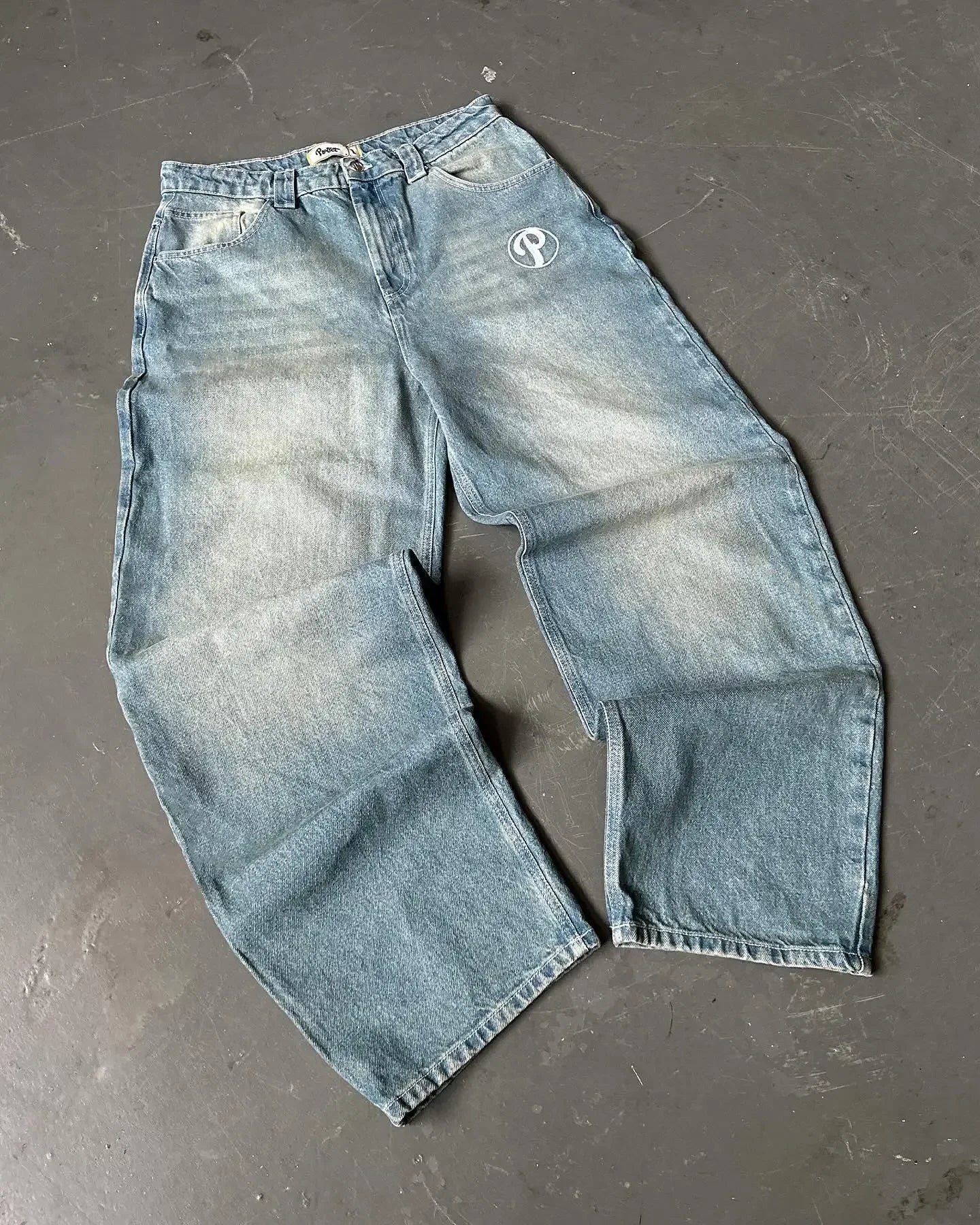 Streetwear Jeans Y2K Harajuku Hip Hop Letter Graphic Baggy Jeans Pants