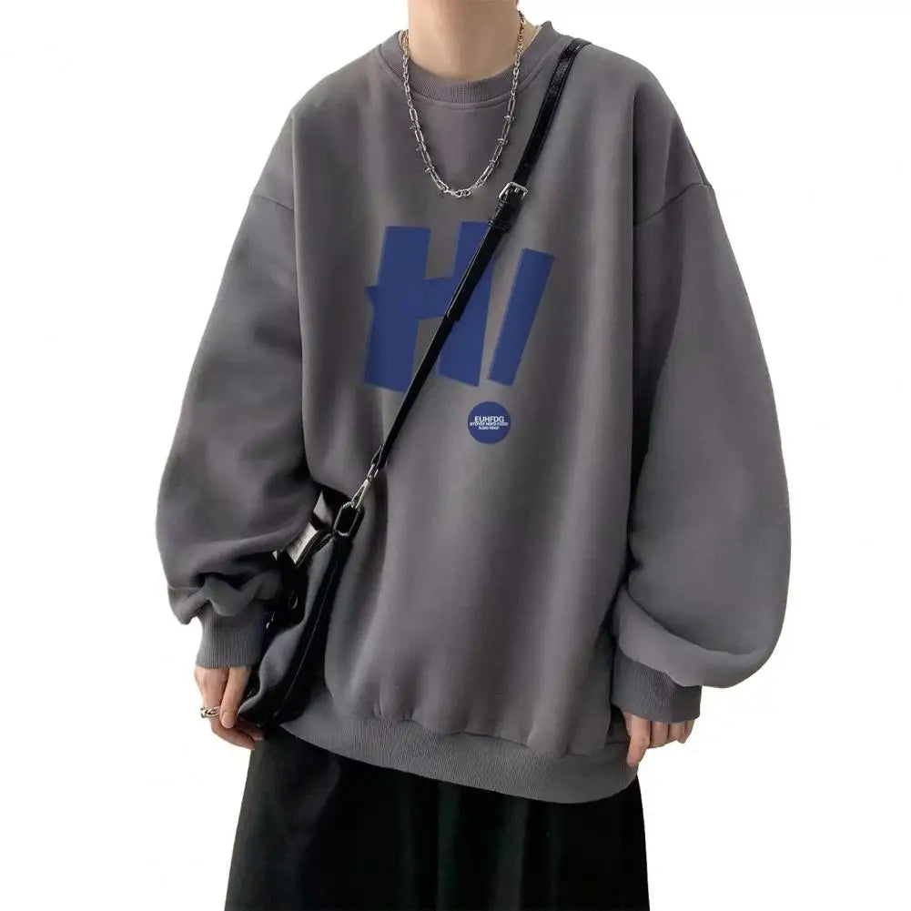 Spring Fall Sweatshirt for Men Vintage Letter Print