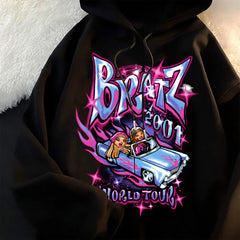 Bratz Letter Hoodies Men Casual Black Tops harajuku Fashion Streetwear