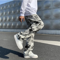 Men jeans Korean Style High Street Loose Hip Hop Wide-leg