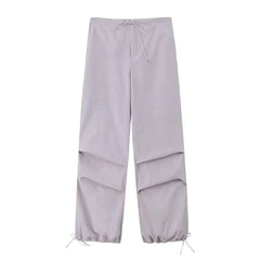 Autumn New Retro High Waist Jogging Pants Drawstring Foot Pleated Decoration Casual