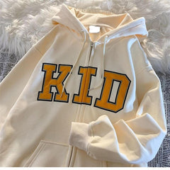 Hoodies Women Print Gothic Zip Up Y2K Harajuku Hip Hop Casual