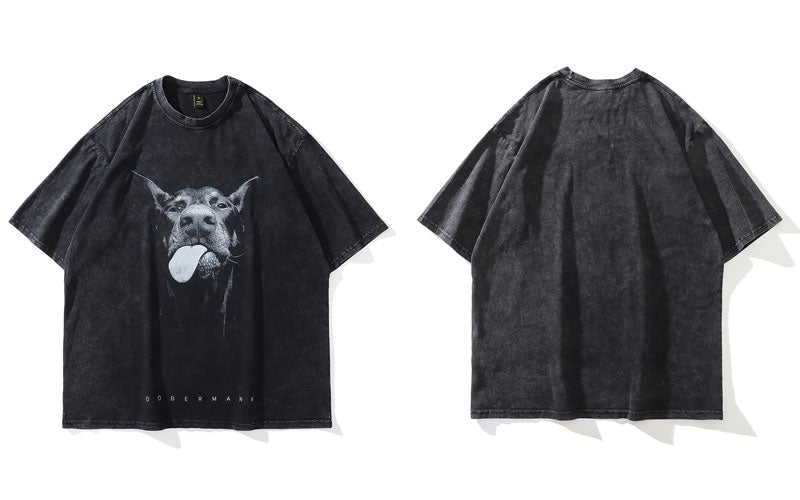 2024 Men's Vintage Style Doberman Dog Graphic T-Shirt Streetwear