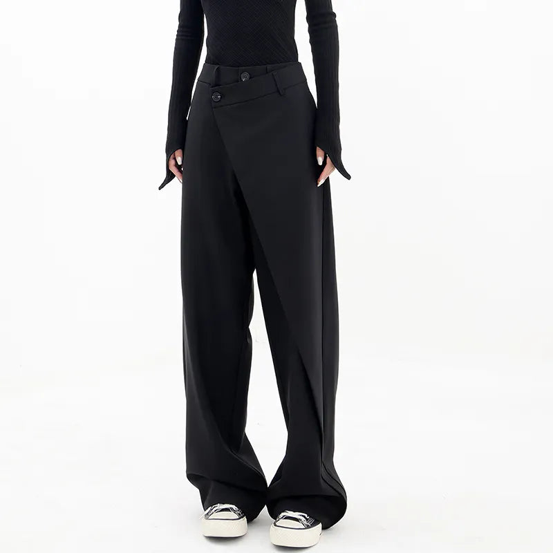 Casual High Waisted Wide Leg Pants Irregular Patchwork Suit Pants