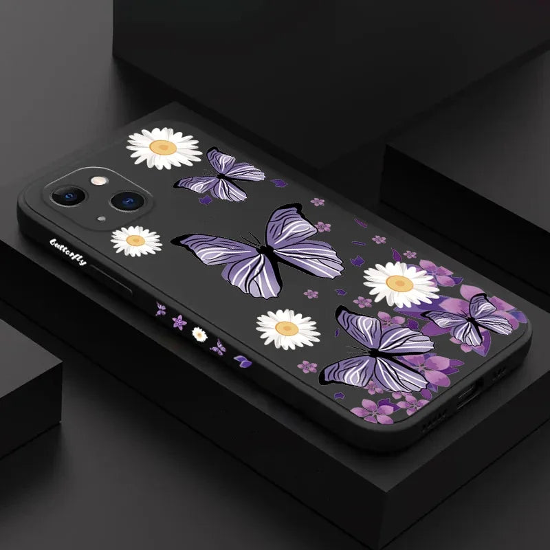 Purple Butterflies Square Silicone Phone Case