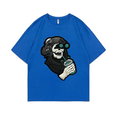 Men's Gothic Vintage Skeleton Coffee Graphic Print Tee