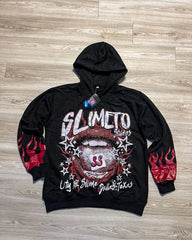 Slime Life Print Hoodie Oversized Gothic Y2K Streetwear