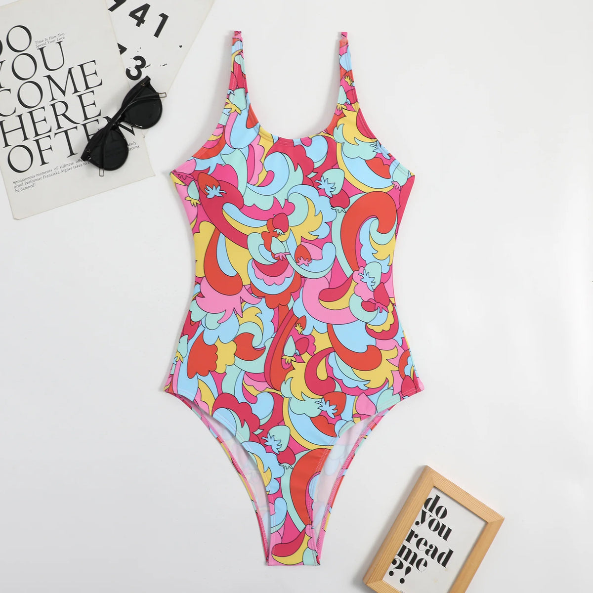 bikini printed tight backless swimsuit for women