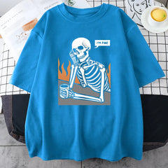 Men's Street Hip Hop Casual Skeletons T-Shirts