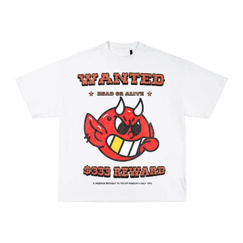 2024 Cartoon Letter Print Tee Y2K Harajuku Fashion Oversized Top