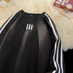 Round Neck Long Sleeves Hoodies Y2k Sweatshirt Retro Coat Hooded Shirt