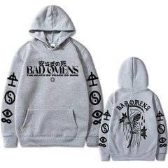 Bad Omens Band Tour Graphic Hoodie Rock Gothic Style