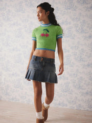 Cherry On Top Fuzzy Knit Crop Top