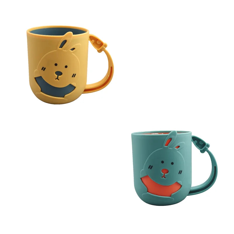 Set of 2 Plastic Cartoon Cup Drinking Mug Water Tumbler for Kids / Children (Rabbit)