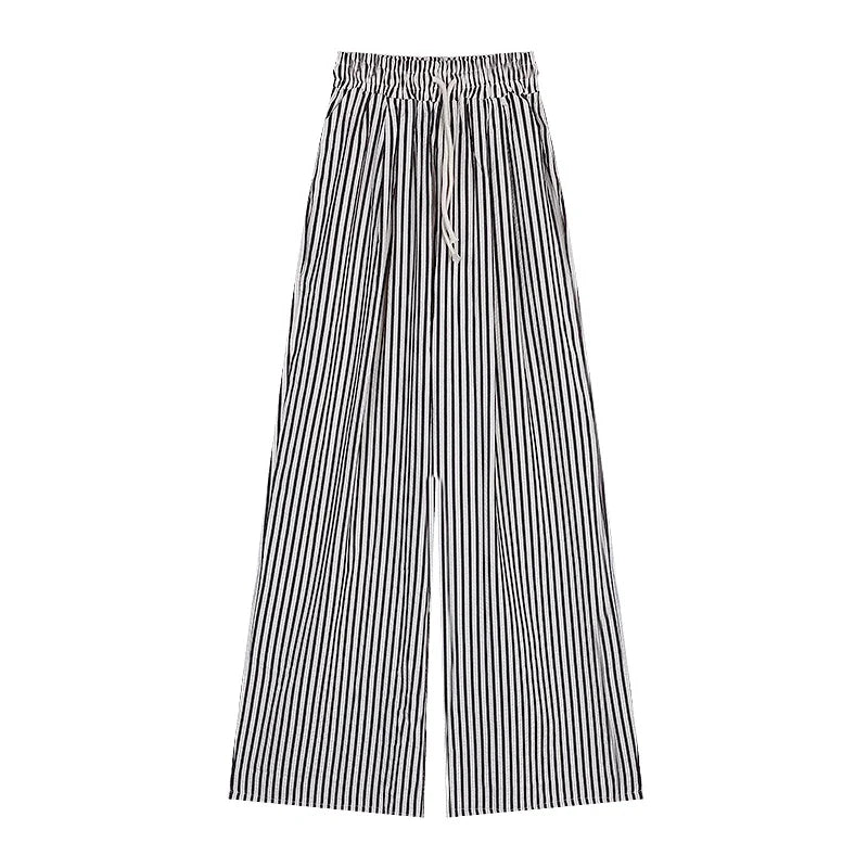 Korean Vintage Striped Wide Leg Pants