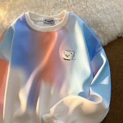 Bear Chic: Korean Fashion Tie Dye Sweatshirt - 2023 Autumn Collection