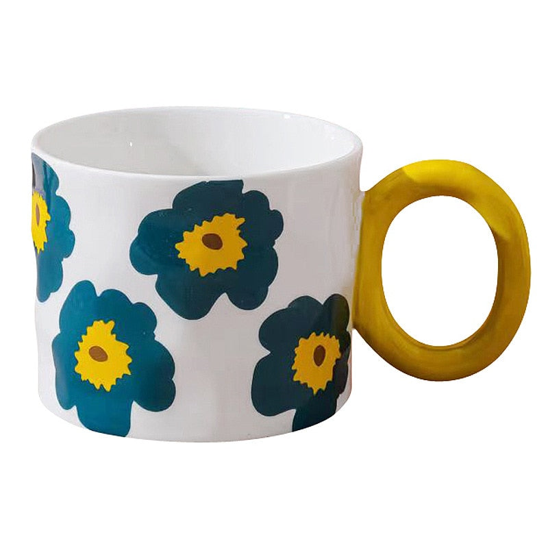Ceramic single cup with handle  modern simple