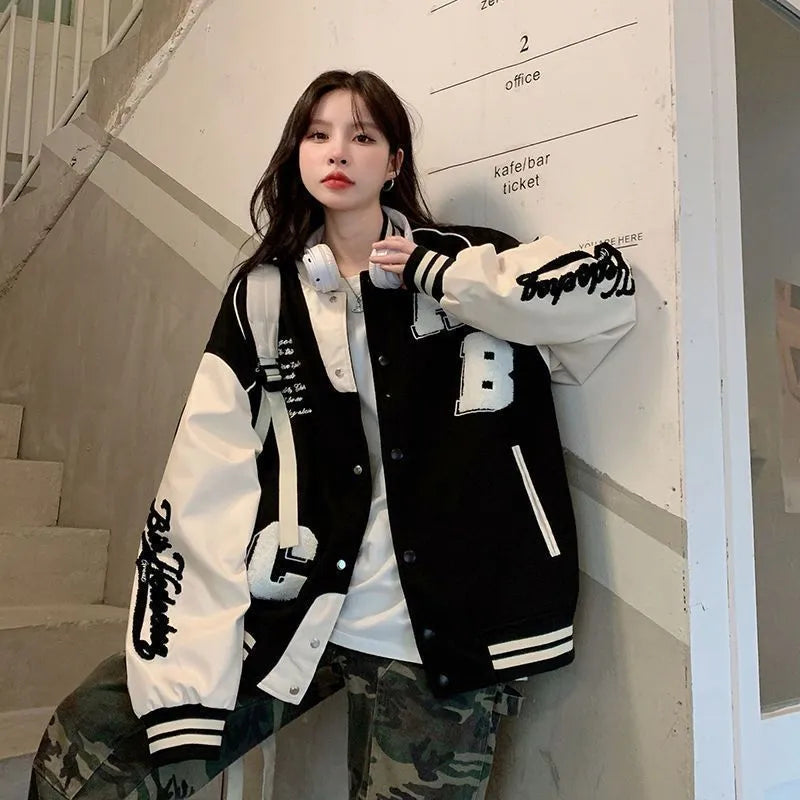 Y2K Harajuku Letter Embroidered Women's Bomber Jacket