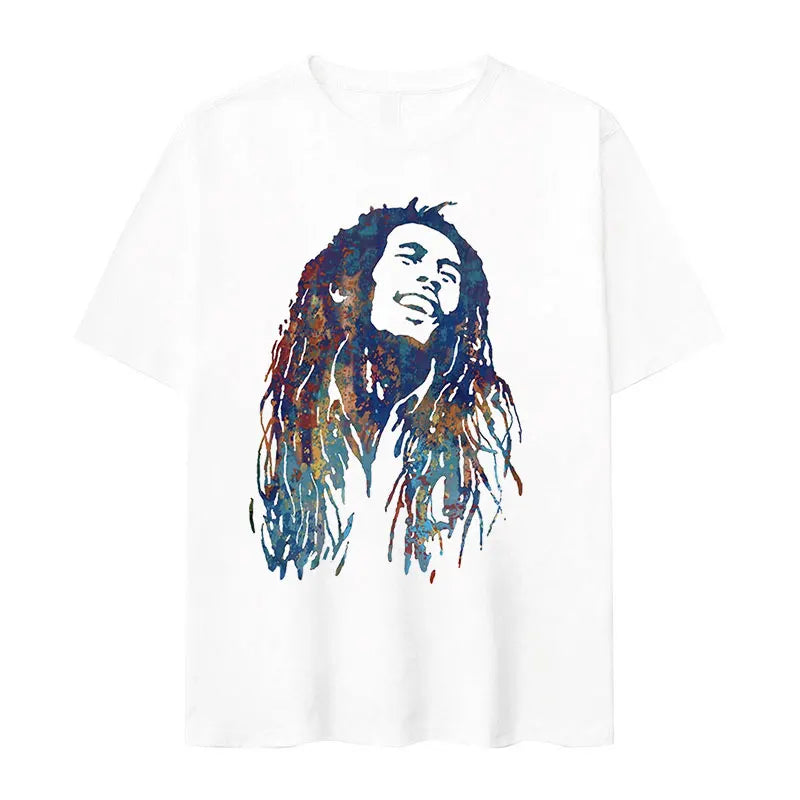 Bob Marley Reggae Graphic T-Shirt Vintage Hip Hop Fashion
