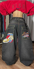 Y2K Gothic Wide Leg Jeans Pockets