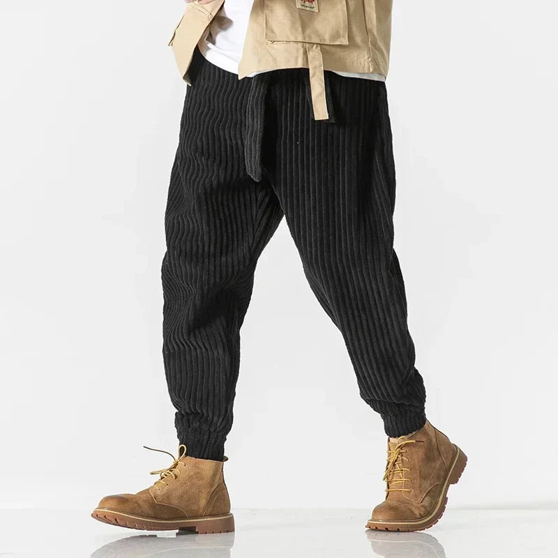 Hip-hop Street Chic Winter Corduroy Harem Joggers for Men
