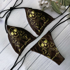 Low Waist Skull Pattern Vacation Bikini