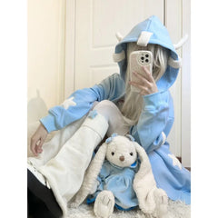 Japanese Star "Girl Y2k Zip Up Kawaii Hooded Sweatshirt Oversize