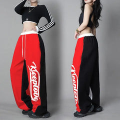 Stylish Y2K Sweatpants: High-Waist, Patchwork Contrast