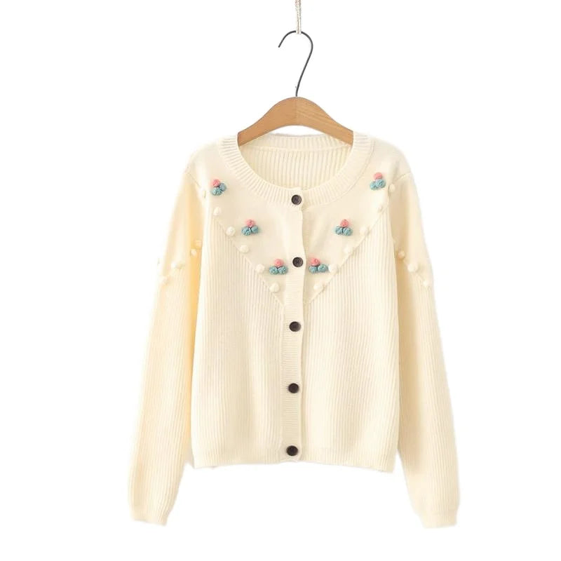 2023 Autumn Women's Floral Embroidered Cardigan: V-Neck Chic Sweater