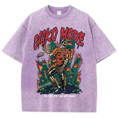 Street Clothing Washed Old Cotton Streetwear Skeleton Singer Graphic