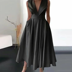 Spring V Neck Draped Party Dress