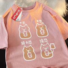 Purrfect Perk: Cozy Cat Coffee Tee with Slouchy Sleeves and Eye-Catching Design