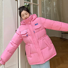 2023 Winter Women Oversized New Parkas Jackets : Casual Thick Warm Hooded Pattern Coat