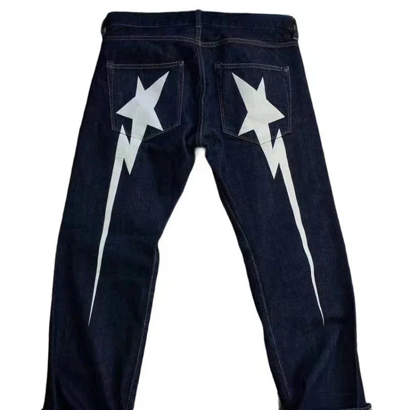 Streetwear Jeans Y2K Hip Hop Star Graphic Print Baggy Pants
