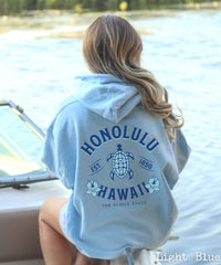 Honlulu Hawaiian Hoodie Women's Spring and Autumn Casual Turtle Print Pullover