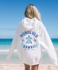 Honlulu Hawaiian Hoodie Women's Spring and Autumn Casual Turtle Print Pullover