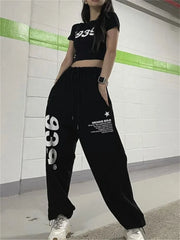 Letter Print Joggers Sweatpants Women Kpop Streetwear Oversized Pants Hip Hop Punk