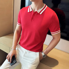 Stylish and Breathable Striped Casual Polo Shirt