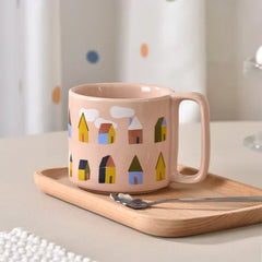 Large Capacity Pink Ceramic Mug High Temperature Resistant