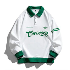 Men Oversized Contrasting Colors Lapel Hip Hop Streetwear Baseball Hoodie