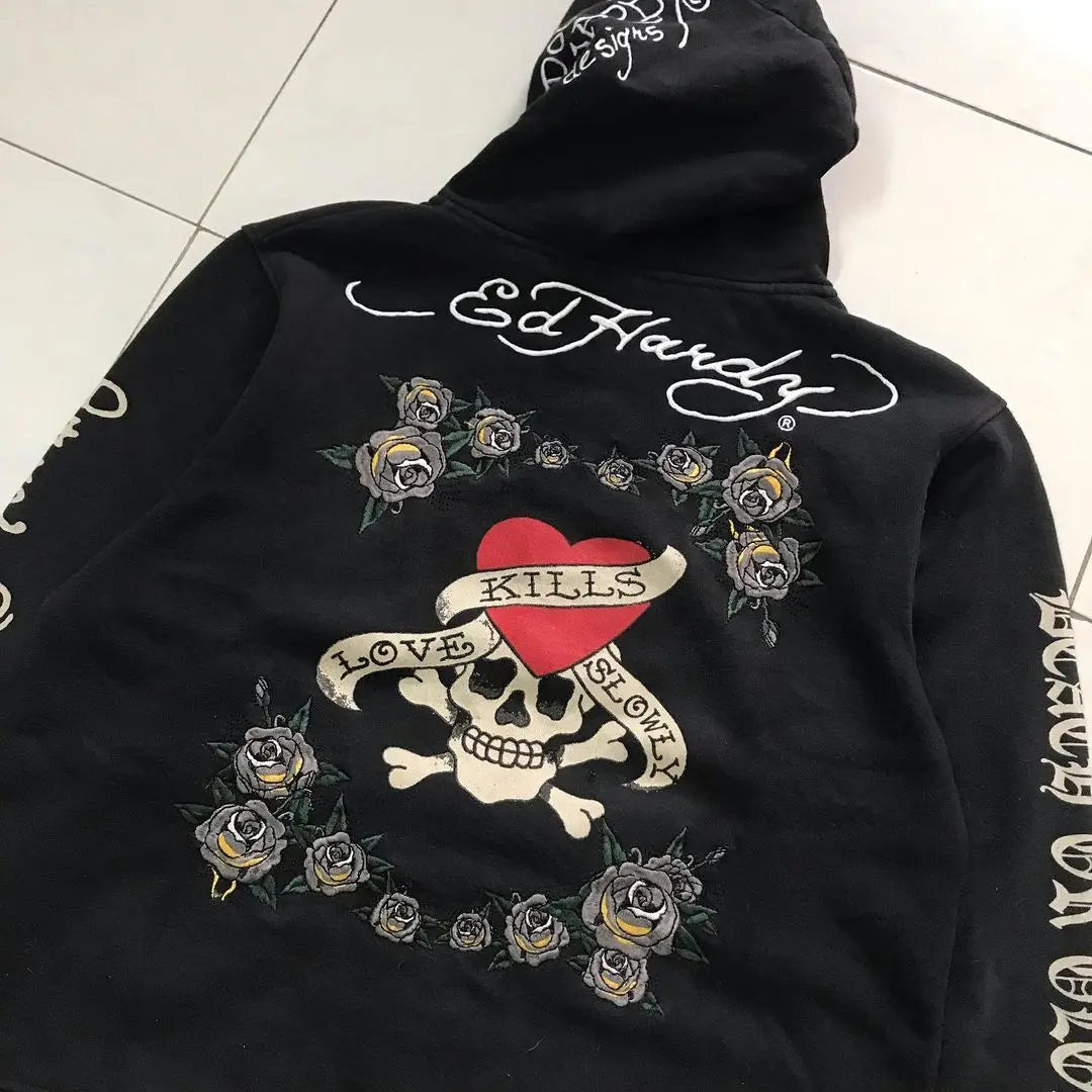 Spring Autumn Print Women's Vintage Hoodie Zip Up Tops