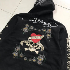 Spring Autumn Print Women's Vintage Hoodie Zip Up Tops