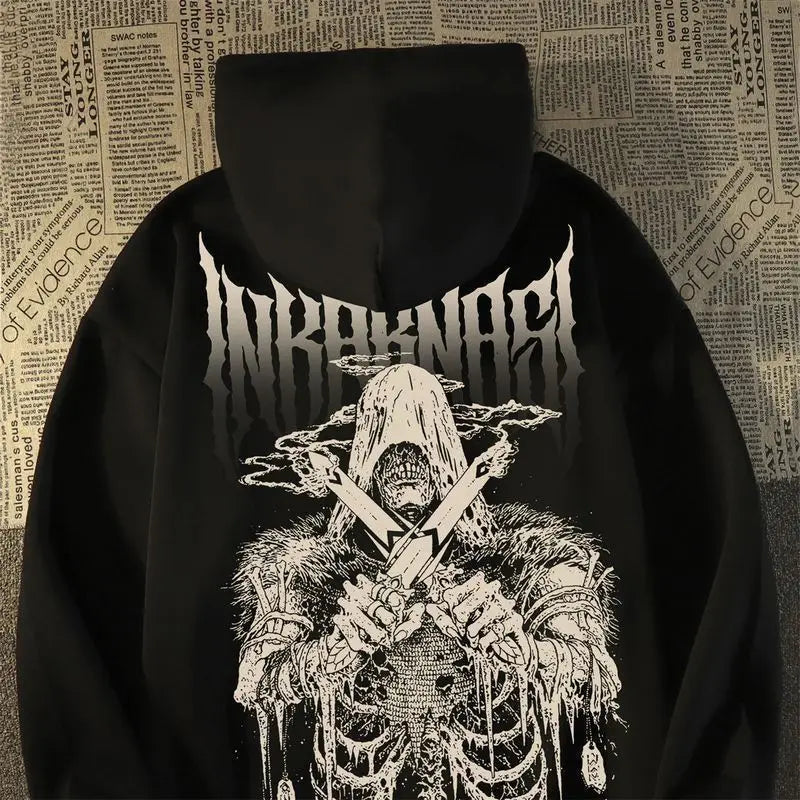 Women's Skull Print Hooded High Street Sweatshirt