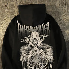 Women's Skull Print Hooded High Street Sweatshirt