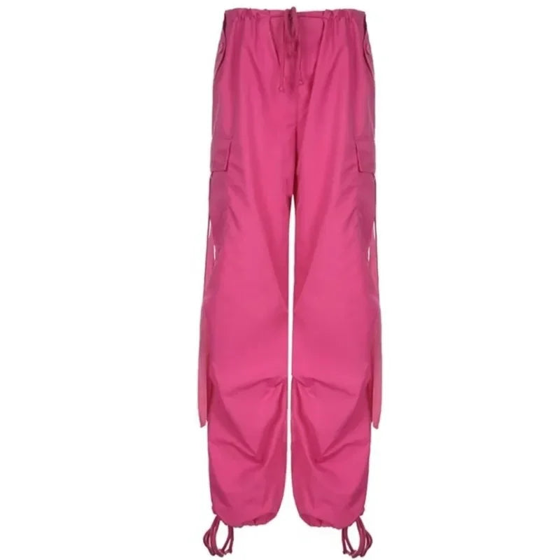 2024 Korean Pink Cargo Women Pants Y2K Chic Streetwear