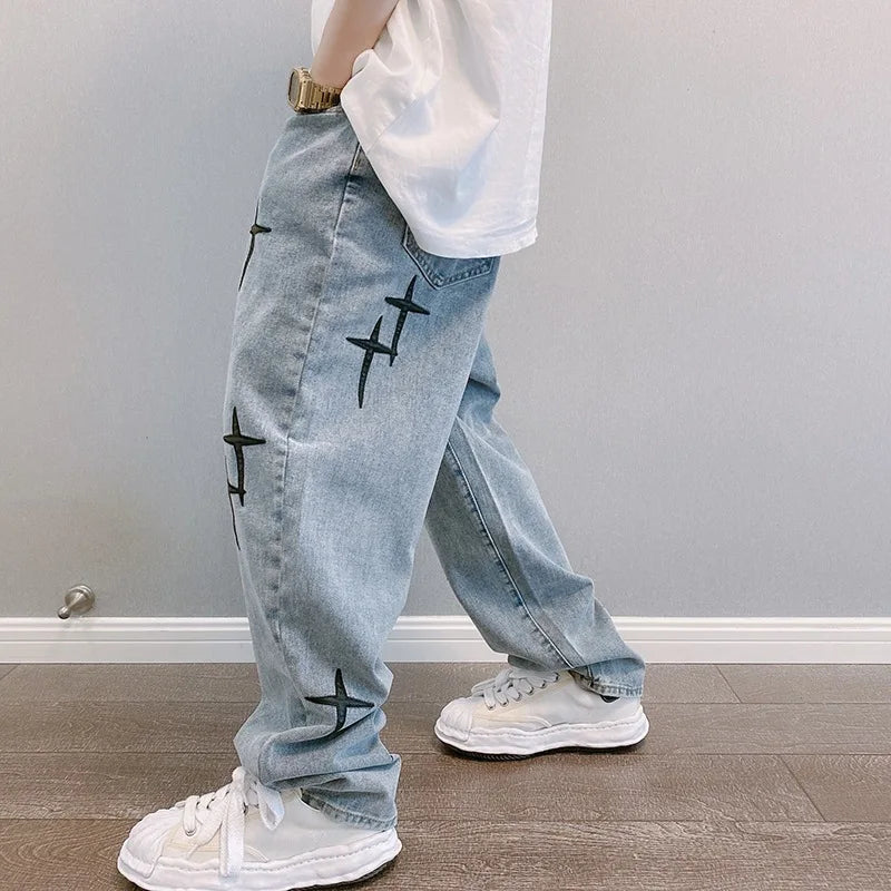 Men Wide Leg Cargo Pants Streetwear Baggy Korean Fashion Loose